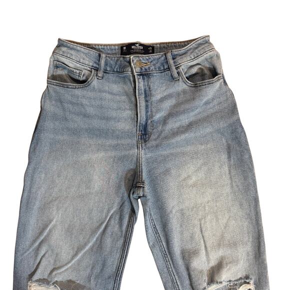 Hollister High Rise Dad Jeans Distressed Light Wash Blue Size 9R 29X31 Americana - Picture 7 of 10